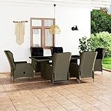 LIANGDONFC balkonmöbel Kleiner Balkon、Lounge Sessel outdoor7-tlg. Garten-Essgruppe mit Auflagen Poly Rattan BraunIdeal für Terrassen, Gärten