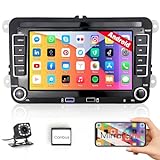 Hikity Android Autoradio für VW Golf 5 6 Touran Polo Radio mit Navi, 7 Zoll Bildschirm Touch Display Auto Radio mit Bluetooth RDS FM Navigation GPS WiFi USB Canbus SWC+ Rückfahrkamera