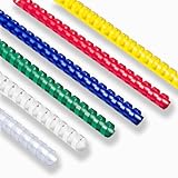 TOTiyea Plastikbinderücken mit 19 Ringen, 16 mm Durchmesser, 125 Blatt Kapazität, Briefgröße, verschiedene Farben (transparent, weiß, rot, gelb, blau und grün), 60 Stück