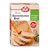 RUF Sonnenblumen Brot, nur Wasser hinzufügen, Brotbackmischung mit Sonnenblumenkernen, Brotteigmischung mit Roggen-Sauerteig und Hefe für Sonnenblumenkernbrot, 1 x 410g