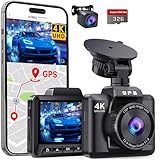 Dashcam Auto Vorne Hinten 4K+1080P, Dashcam Auto mit GPS WiFi, Dual Auto Kamera mit 32GB Karte, 170° Weitwinkel,Super Nachtsicht WDR,24H Parküberwachung,G-Sensor,Loop-Aufnahme,APP Steuerung,Max 256GB