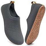 Sosenfer Herren Hausschuhe Damen Barfuss Schuhe Damen Rutschfest Slip on Flache Barfusshausschuh Home Kuschelige Pantoffel Geschlossen Unisex-OxfordDarkGrey-46XIN2