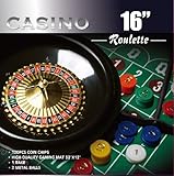 DA VINCI Casino 16-Inch Roulette Wheel Game Set with 120 Chips, Felt Layout, and Rake