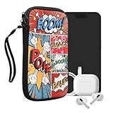 kwmobile Handytasche für Smartphones XL - 6,7/6,8' - Neopren Handy Tasche Hülle Cover Case Schutzhülle - Comic Symbole Mehrfarbig - 17,2 x 8,4 cm Innenmaße