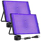 UV Schwarzlicht Strahler 300W 2 Stück, LED Schwarzlichtlampe UV Fluter mit Stecker, IP66 Wasserdicht Flutlicht für Disco Glow Party Bar Blacklight Party