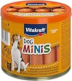 Vitakraft Dog Minis, Hundeleckerli, Mini Würstchen aus Geflügel, in Dose mit Deckel, Hunde Trainingsleckerli, gewürzreduziert, ohne Zusatz von Zucker (1x 120g)