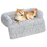 Feandrea FluffyHug Hundebett Plüsch, Hundedecke Sofa, Sofaschutz Hund, Hundekissen, Größe XL, für mittelgroße und große Hunde, 110 x 95 x 18 cm, Ombré-Grau PGW223G01