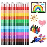 YeahBoom Wachsmalstifte,12PCS Stapelbare Buntstifte kinder,Wachsmalstifte Set,Spitzen Kreide Buntstifte,Regenbogen Stifte,Farbwechselstift,ideal als mitgebsel kindergeburtstag,Ostergeschenke Kinder