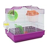 BPS Hamsterkäfig, Chalet / Haus für Hamster mit Futternapf, Tränke, Laufrad, besonderes Haus, Farbe nach Zufall, 33 x 23 x 30 cm, BPS-1175