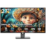 Pisichen Touchscreen Monitor 27 Zoll 2K 100Hz Gaming Monitor, QHD 2560 x 1440 IPS 10-Punkt Multi-Touchscreen Computer Display, USB-C HDMI VGA Anschlüsse, Integrierte Lautsprecher