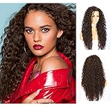Sapphirewigs Lockige Lace Front Perücke Highlight Braun Synthetische Perücken für Frauen 13x3 Tägliche Tragen Party Weihnachten Halloween Hitzebeständige 26 inch