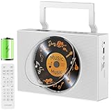 Gueray Tragbarer CD-Player mit Radio: Bluetooth CD Player mit Griff, CD-Spieler Lautsprechern, Display, Fernbedienung, unterstützt Wiederholung AUX-Wiedergabe Kopfhöreranschluss USB Type-C Musikplayer