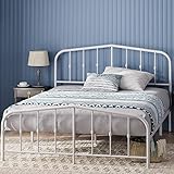 Zinus Heidi Bett 100 x 200 cm - 31 cm Höhe - Einzelbett - Metallbettrahmen mit Kopf- und Fußteil - Weiß