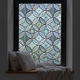 dktie Dekorfolie Glasmalerei Fensterfolie Sichtschuzfolie Milchglasfolie Kreise Statisch Haftend Privatsphäre Fensteraufkleber (Grau Blau, 44.5 * 200 cm)