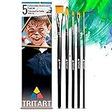 Schminkpinsel-Set 5-teilig HOCHWERTIG I Pinsel für Faschingsschminke Kinderschminke Halloween Schminke I Make-Up Pinsel für Theaterschminke I Profi Pinsel-Set aus Kunsthaar