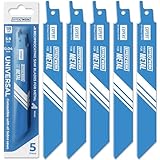 EFFEKTWERK Säbelsägeblätter für Metall (5 Stück), Säbelsägeblatt-Set zum Metallschneiden, Bimetall-Stahl-Säbelsägeblätter mit 18 TPI (Zähne pro Zoll)