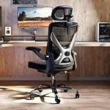 TRALT Ergonomischer Bürostuhl - X-förmiger bequemer Computer-Bürostuhl, Gaming-Stuhl, Bürostuhl mit Lendenwirbelstütze, Netz-Bürostuhl mit Kopfstütze (Schwarz und Silber)