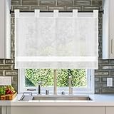 HWSWSH 2 STK Scheibengardine, Bistrogardine, Kurzgardine Modern, durchscheinend Fenstergardinen, Wohnzimmer Küchengardinen, Leinen Vorhang Kurz, küchenfenster, Kurzgardine mit Ösen für Küche (1pcs)