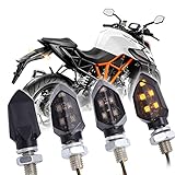 JMTBNO 4 Stück Mini LED Blinker Motorrad Wasserdicht Lampe E geprüft E-Prüfzeichen Smoked Microblinker Universal 12V für Motorrad Motocross Quad Roller Cruiser Off Road