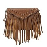 KouLi Buir Quaste Crossbody Geldbörse für Frauen PU Leder Western Hobo Fransen Handtasche Schultertasche, Gelb-Braun