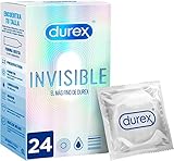 Durex Invisible Kondome – Kondome extra dünn für intensives Empfinden beim gemeinsamen Liebesspiel Extra Lubricated, Schwarz, Stück, (Pack of 24)