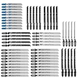 Exsink Stichsägeblätter Set T-Schaft 60tlg, Holz Kunststoff Metall Jigsaw Sägeblätter 2-Seite Clean, Sperrholz Hardwood Kunststoffbeschichtete Platten Küchenarbeitsplatte Aufbewahrungskoffer Zubehör