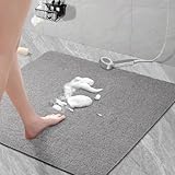 AUAUY Duschmatte rutschfest, 60x60cm Weich Komfort Sicherheits Badewannenmatte mit Ablauflöchern, Weiche PVC-Luffa Antirutschmatte Badewanne, Schnell Trocknende Badematte, Grau