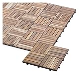 iWerk® – Holzfliesen Akazie 30 x 30 cm | 10er Set Balkonfliesen wetterfest mit EASY KLICKSYSTEM | Robuste Bodenfliesen für Terrasse, Balkon & Garten | Geschmackvoller Bodenbelag | Akazie Cocos