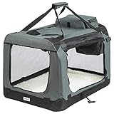 ONVAYA® Faltbare Transportbox für Hunde & Katzen | M | Faltbare Hundebox oder Katzenbox für Auto & Zuhause | Farbe grau schwarz