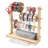 Band-Aufbewahrungsregal – 40 cm Massivholz, 4-Spindel-Fadenhalter, für Scheren-Werkzeuge, einfacher 5-Minuten-Montagesatz, stabiler Spulenständer, Kunst, Nähen, Floristen, für Bastelzimmer und Häuser