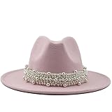 Générique Brauner Cowboy für Kinder, für Damen, Britisch, Perlenring mit Hut, Hut mit Krempe, Wollhut für Damen, Kavallerie, Rosa, Medium