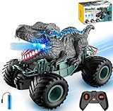 ChaneeHann Ferngesteuertes Auto 2.4Ghz, Dinosaurier Truck mit Licht, Klang, Sprühen, All Terrain 4WD Offroad RC Stunt Auto, Outdoor Spielzeug für Kinder ab 3-10 Jahre