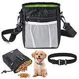 VZXZXE Leckerlitasche für Hunde, Leckerlibeutel für Hunde mit Kotbeutelspender 19*18cm Verstellbarem Bund, Vielseitig Futterbeutel Hundetraining für Spaziergänge, Training, Fütterung, Bauchtasche Hund