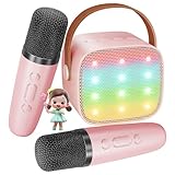 BONAOK Mikrofon Karaoke Spielzeug 2 Mikrofon, Bluetooth Karaokemaschinen für Kinder Erwachsene, Tragbarer Karaoke-Player Mikrofon zum Aufladen, Kinder Elektronisches Spielzeug (Rosa), MI036ALB