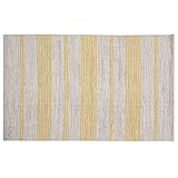 Miliboo Teppich/Bettvorleger rechteckig beige mit gelben Streifen 140 x 200 cm CABOURG