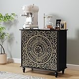 HOLTICO Sideboard Wohnzimmer, Küchenschrank Kommode mit 2 Türen Buffetschrank Aufbewahrungsschrank für Wohnzimmer, Küche, Esszimmer Schwarz