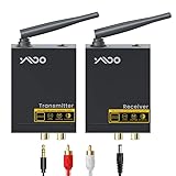 YMOO 2,4GHz Audio funkübertragung Sender Empfänger Kit, Cinch 3.5mm Klinke Audio Adapter, 20ms niedrige Latenz, 48kHz/24Bit HiFi Stereo für TV/PC zu Lautsprecher/CD Player/Amp,320 Fuß