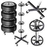 KADAX Reifenständer für 4 Autoreifen mit Felgen, Felgenbaum mit Rollen für Garage, Platzsparendes Reifenregal, Reifenbaum für Reifen, Garagen Zubehör