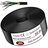 MAS Premium Erdkabel Starkstromkabel 5-100m NYY-JZ 7X1,5, 2,5 oder 4 Elektrokabel Ring zur Verlegung im Freien, Erdreich (NYY-JZ 7X1,5 mm², 50m)