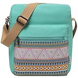 VASCHY Umhängetasche Mädchen, Vintage Klein Wasserabweisend Canvas Schultertasche Crossbody Bag Damen Teenager Tasche mit Verstellbaren Schulterriemen Türkis