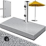 KESSER® Granit Sonnenschirmständer mit Edelstahlrohr, Hochwertiger Schirmständer Rechteck Sockel 30KG - für Schirmstöcke bis 16-48 mm, Inkl. Transport Griff Garten Balkonschirmständer, Grau