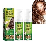 2PC Schaumfestiger für Glanz und Volumen,für welliges und lockiges Haar,definierender Haarschaum für das Styling von geschmeidigen Locken,60ML