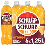 Schwip Schwap Zero Orange, Erfrischungsgetränk mit Orangengeschmack in Flaschen aus 100 Prozent recyceltem Material, EINWEG (6 x 1.25 l)