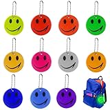 Cosswe Sicherheits Reflektor Anhänger, 11 Stück Kinder Reflektor Anhänger Reflektierender Smiley-Anhänger Reflektoren Kinder für Schulranzen Kleidung Rucksack Radfahren Gehen Laufen