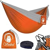 Vivibel Camping Hängematte, Outdoor 2 Personen hängematten 300 KG Traglast 275 * 140 cm, Ultraleicht Atmungsaktiv Hängematte Nylon Fallschirmmaterial Reisehängematte für Outdoor Garten und Strand