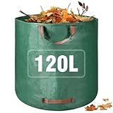 Gartenabfallsäcke, strapazierfähig, 120 l, wiederverwendbar, Gartensäcke mit Griffen, große Müllbeutel, Müllsäcke, grün, für Hof, Schmutz, Gras, Stecklinge, Müllblättersammlung