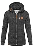 REPUBLIX Damen Sweatjacke Hoodie Sweatshirt Pullover Zipper Jacke RD-020 Schwarz M