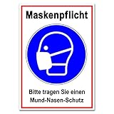 Maskenpflicht Aufkleber Sticker Zutritt nur mit Maske Markierung Hinweis Hinweisschild für Handel Einzelhandel Behörden Folie selbstklebend R111 (Maskenpflicht)