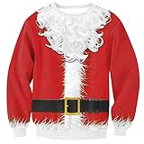 Weihnachten Herren Hässliche Pullover Christmas Rundhals Lustige Langarm Sweatshirt Rot XXL