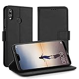 Simpeak Hülle Kompatibel mit Huawei P20 Lite, Handyhülle Kompatibel für P20 Lite Leder Flipcase [Kartensteckplätze] [Stand Feature] [Magnetic Closure Snap] - Schwarz